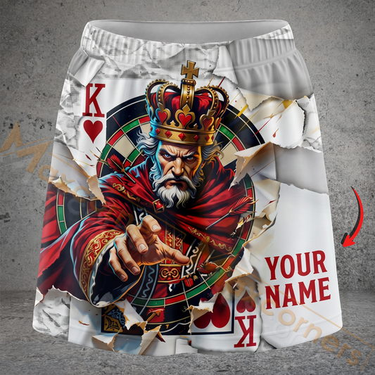 Maxcorners Darts King Of Hearts Playing Card Dartboard Personalized 3D Skirts With Shorts