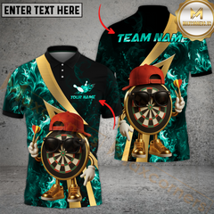 Maxcorners Darts Inferno Multicolor Customized Name, Team Name 3D Polo Shirt