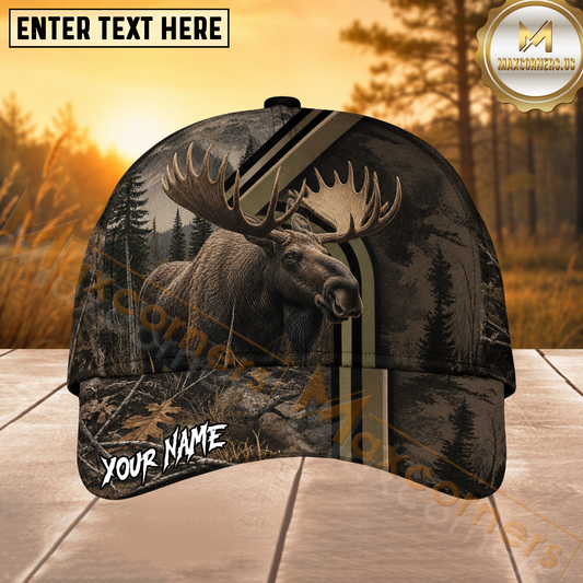 Maxcorners Moose Hunting Mountain Lace Personalized 3D Cap