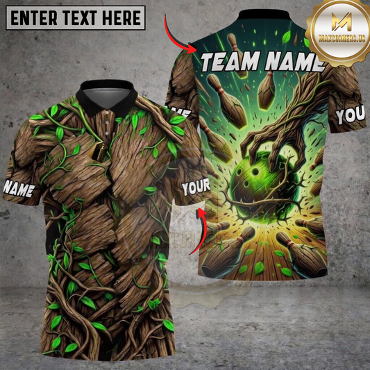 Maxcorners Forest Bowling Glow Strike Personalized Name 3D Unisex Shirt