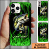 Maxcorners Neon Green Flame Black Background Art Personalized Name Phone Case (8 Fish Species)