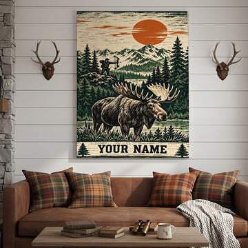Maxcorners Wildlife Outdoor Autumn Hunting Collage Personalized Canvas Wall Art