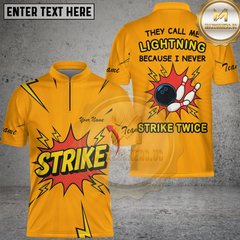 Maxcorners Bowling They Call Me Lightning Because I Never Strike Twice Comic Style Multicolor Customized Name, Team Name 3D Shirt