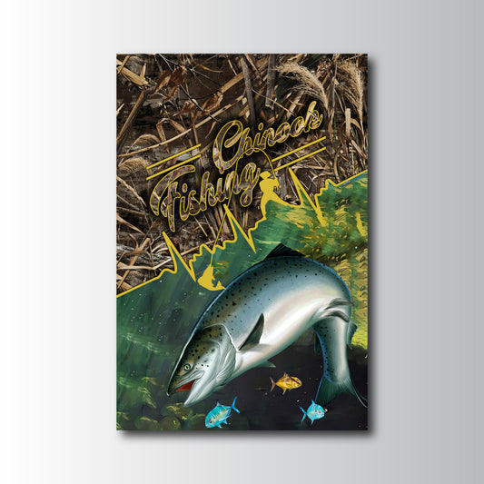 Maxcorners Salmon Fishing Underwater Camo Scene Design Personalized Name 3D Poster