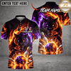 Maxcorners Bowling Bowling Ball & Dragon Flame Graphic Multicolor Customized Name, Team Name 3D Shirts