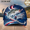 Maxcorners Fishing Graphic US Flag Wave Patriotic Angler Customized Name 3D Cap