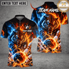 Maxcorners Bowling Tiger & Explosive Fire and Lightning Bowling Ball Graphic Multicolor Customized Name, Team Name 3D Shirts
