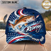 Maxcorners Fishing Graphic US Flag Wave Patriotic Angler Customized Name 3D Cap
