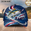 Maxcorners Fishing Graphic US Flag Wave Patriotic Angler Customized Name 3D Cap