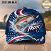 Maxcorners Fishing Graphic US Flag Wave Patriotic Angler Customized Name 3D Cap