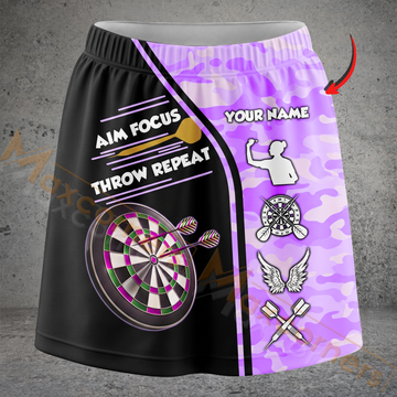 Maxcorners Darts Camo Aim Focus Throw Repeat Personalized 3D Skirts With Shorts