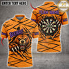 Maxcorners Darts Orange Black Fierce Head Classic Dartboard Personalized Name 3D Unisex Shirt