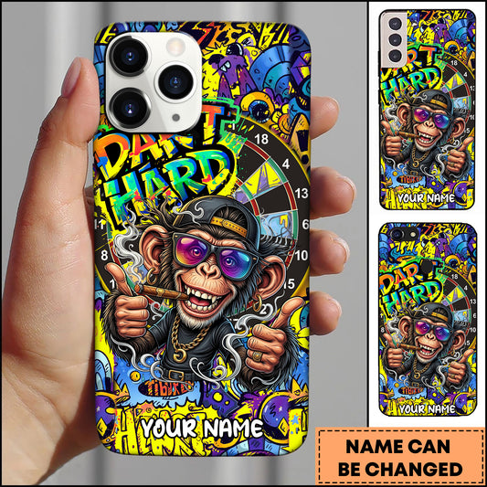 Maxcorners Darts Graffiti Monkey Dartboard Multicolor Personalized Name 3D Phone Case