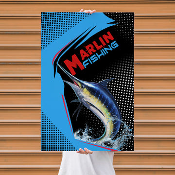 Maxcorners Marlin Fishing Modern Graphic Splash Design Personalized Name 3D Poster