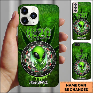 Maxcorners Darts 420 Weed Alien Heart Sign Personalized Name 3D Phone Case