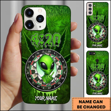 Maxcorners Darts 420 Weed Alien Middle Finger Personalized Name 3D Phone Case