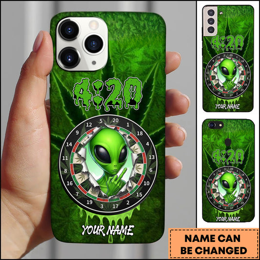 Maxcorners Darts 420 Weed Alien Middle Finger Personalized Name 3D Phone Case