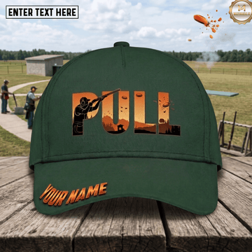 ( 6 Colors ) Maxcorners Clay Pigeon Trap Shooting Pull Shooter Silhouette Sunset Design Custom Name Classic Cap