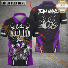 Maxcorners Funny Lucky Bowling Jersey Multicolor Option Customized Name, Team Name 3D Polo Shirt