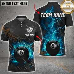 Maxcorners Ball 8 Pool Thunder Lightning Billiard Jersey Multicolor Options Personalized Name, Team Name 3D Polo Shirt