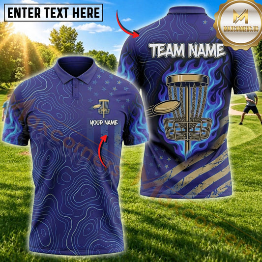 Maxcorners Disc Golf Basket & Flying Disc Graphic with Intricate Swirl Pattern Multicolor Customized Name, Team Name 3D Shirts