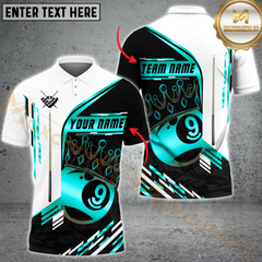 Maxcorners Billiard 9-Ball Pool Champion Golden Multicolor Customized Name, Team Name 3D Polo Shirt