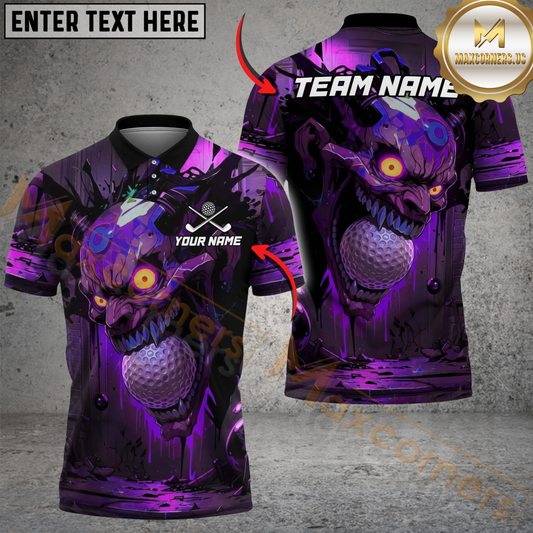 Maxcorners Skull Jocker Colorful Graffiti Golf Polo Personalized Name, Team Name 3D Shirt (4 Colors)