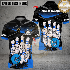 Maxcorners Bowling Angry Ball vs Screaming Pins Multicolor Customized Name, Team Name 3D Shirts