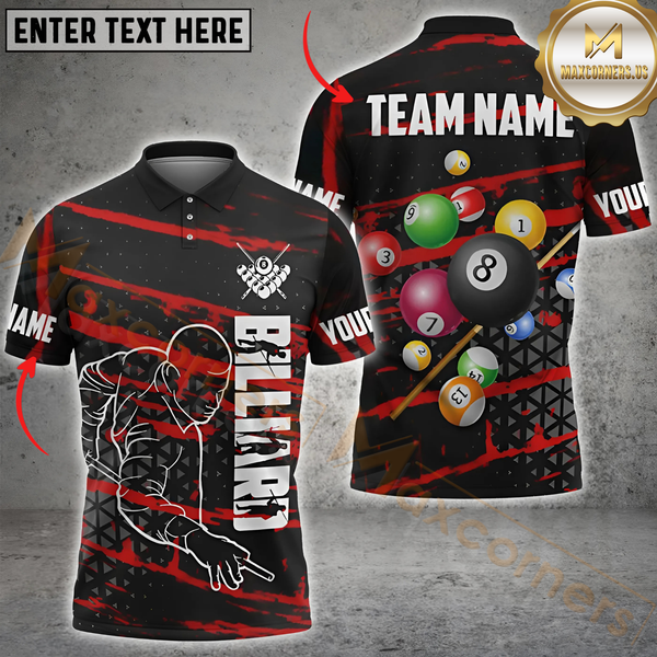 Maxcorners Billiard Mastershot Multicolor Customized Name, Team Name 3D Shirts