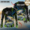 Maxcorners Fishing Green Flame Camo Design Sun Protection Personalized Name, Team Name Long Sleeve Shirt