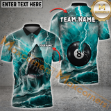 Maxcorners Ball 8 Shark and Lightning Billiard Jersey Multicolor Option Customized Name, Team Name 3D Polo Shirt