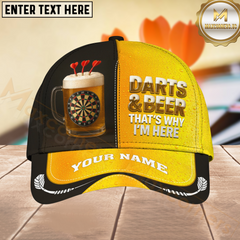 Maxcorners Darts And Beer That's Why I'm Here Customized Name, Team Name 3D Shirt Personalized Name 3D Cap