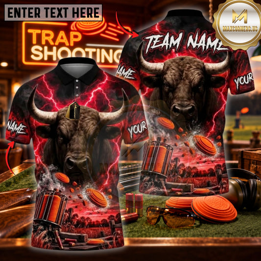 Maxcorners Trap Shooting Hunter & Shotgun Action Graphic Multicolor Customized Name, Team Name 3D Shirts