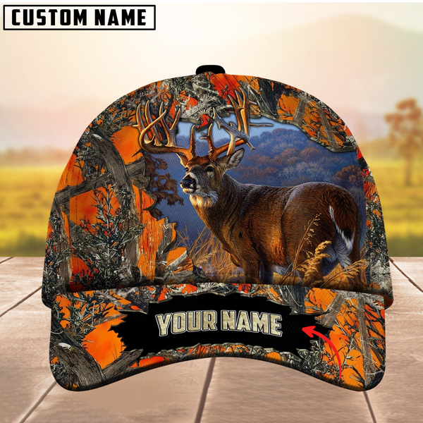 Maxcorners Premium Unique Collab Deer Hunting Camouflage Pattern Multicolor Personalized Name 3D Cap