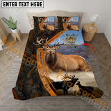 Maxcorners Custom Text Majestic Elk Hunting Camo Pattern Bedding Set 3D All Over Printed