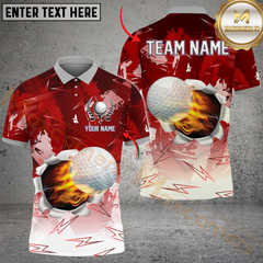 Maxcorners Golf Lightning Ball Fire Multicolor Customized Name, Team Name 3D Shirts
