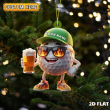 Maxcorners Cute Golf Ball Character Beer Mug Flaming Shoes Personalized Name Christmas Ornament 2D Flat
