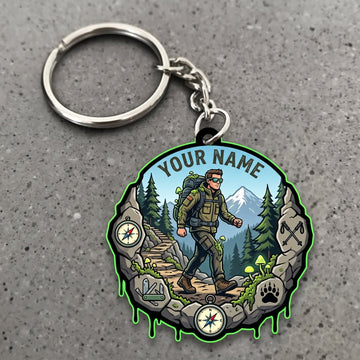 Maxcorners Hiking Forest Trail Explorer Compass Customized Name 3D Keychain And Ornament