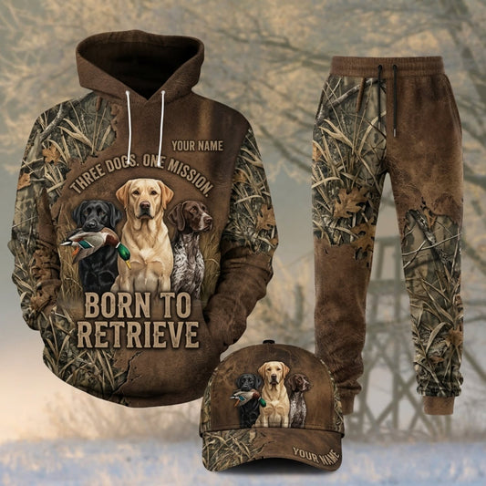 Maxcorners Duck Hunting Born to Retrieve Woodland Camo Personalized 3D Shirts