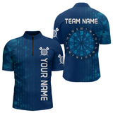 Maxcorners Men’s Darts Team Shirt - Navy Camo Pattern And Dartboard | Custom Name Option LM2404
