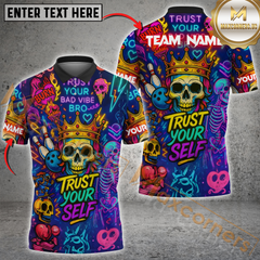 Maxcorners Bowling Neon Skull Vibes Personalized Name 3D Unisex Shirt