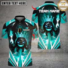 Maxcorners King Bowling Cartoon With Flame Multicolor Customized Name, Team Name 3D Shirts
