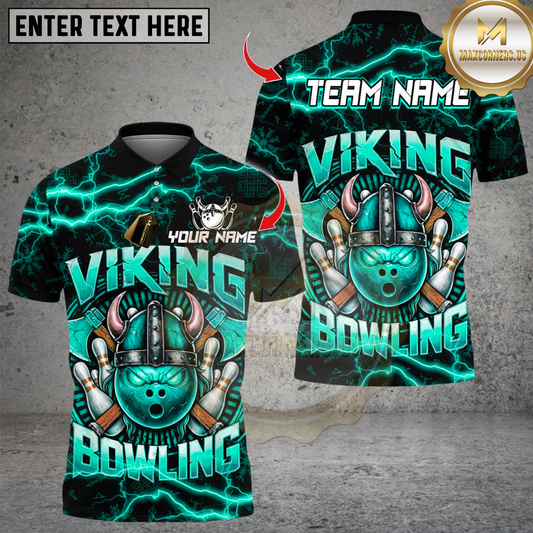 Maxcorners Thunder Viking Bowling Multicolor Customized Name, Team Name 3D Shirts