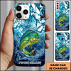 Maxcorners Fishing Phone Case Blue Water Splash Fish Art Personalized Name 3D Phone Case (10 Fish Species)