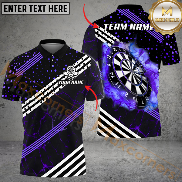 Maxcorners Darts Line And Dots Multicolor Option Customized Name, Team Name 3D Polo Shirt