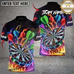 Maxcorners Neon Flames Darts Personalized Name 3D Unisex Shirt