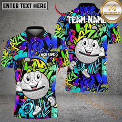 Maxcorners Graffiti Street Swing Golf Shirt, Customized Name & Team Name 3D Shirts (4 Colors)
