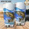 Maxcorners Fishing Tumbler Blue Watercolor Brush Design Personalized Name Tumbler (13 Species)