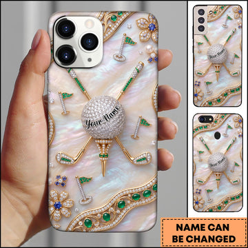 Maxcorners Golf Pearl Texture Background with 3D Crystal Ball Personalized Phone Case