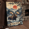 Maxcorners Moose Hunting Red Sun Pine Forest Personalized Canvas Wall Art